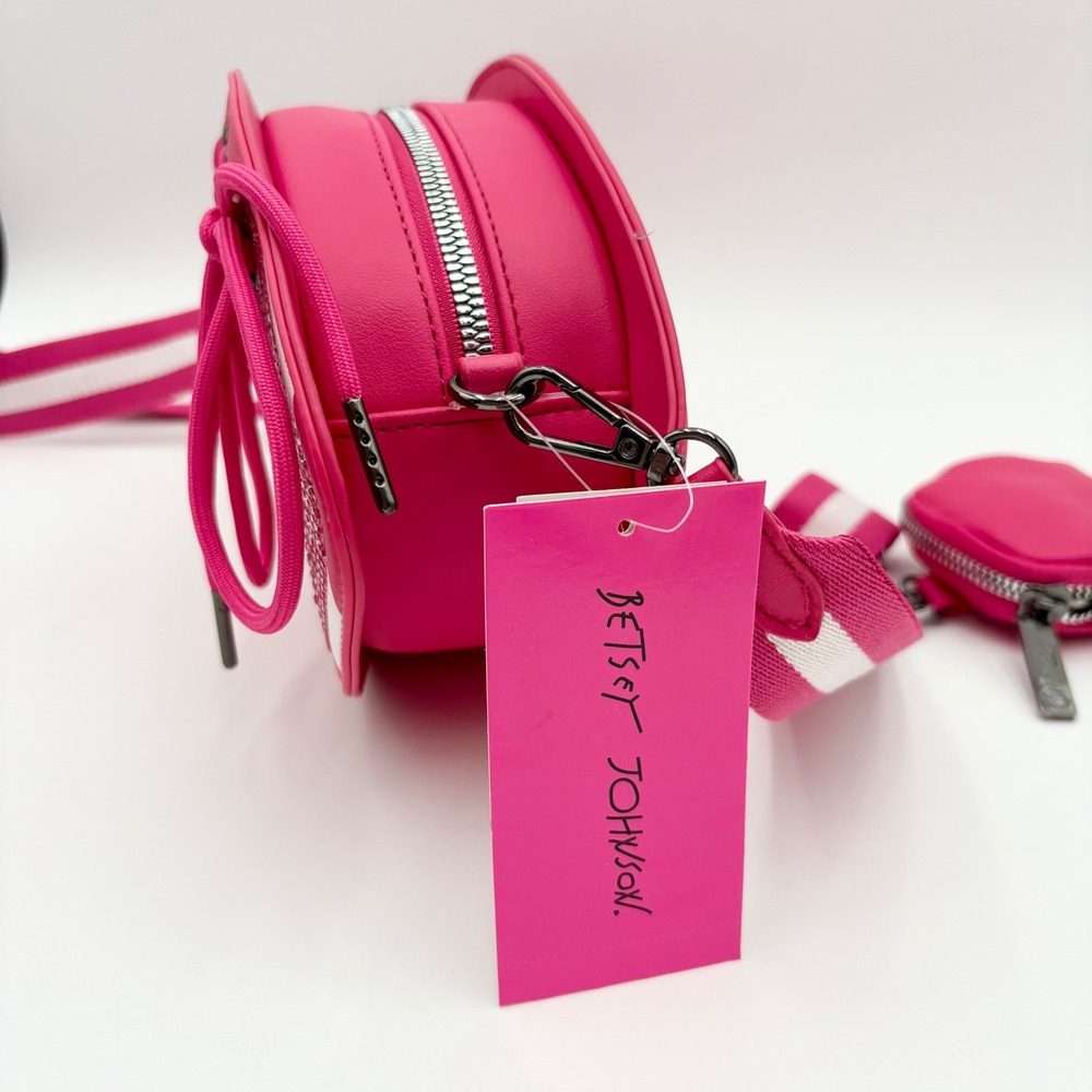Betsey Johnson Pink Rhinestone Football Crossbody Bag Purse with Coin‎ Pouch - Picture 9 of 9